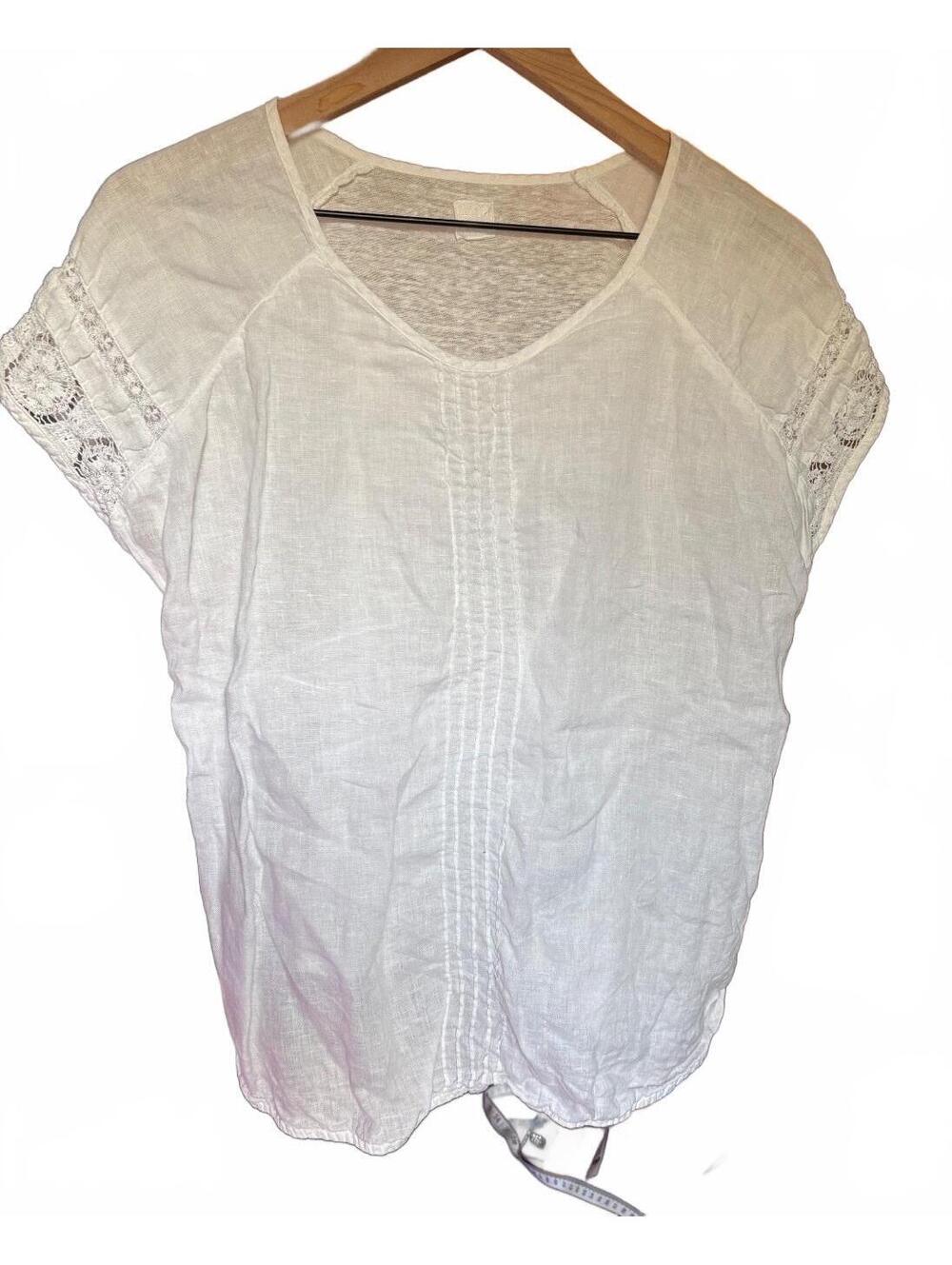 120% Lino Italian white linen short sleeve top - woman’s medium